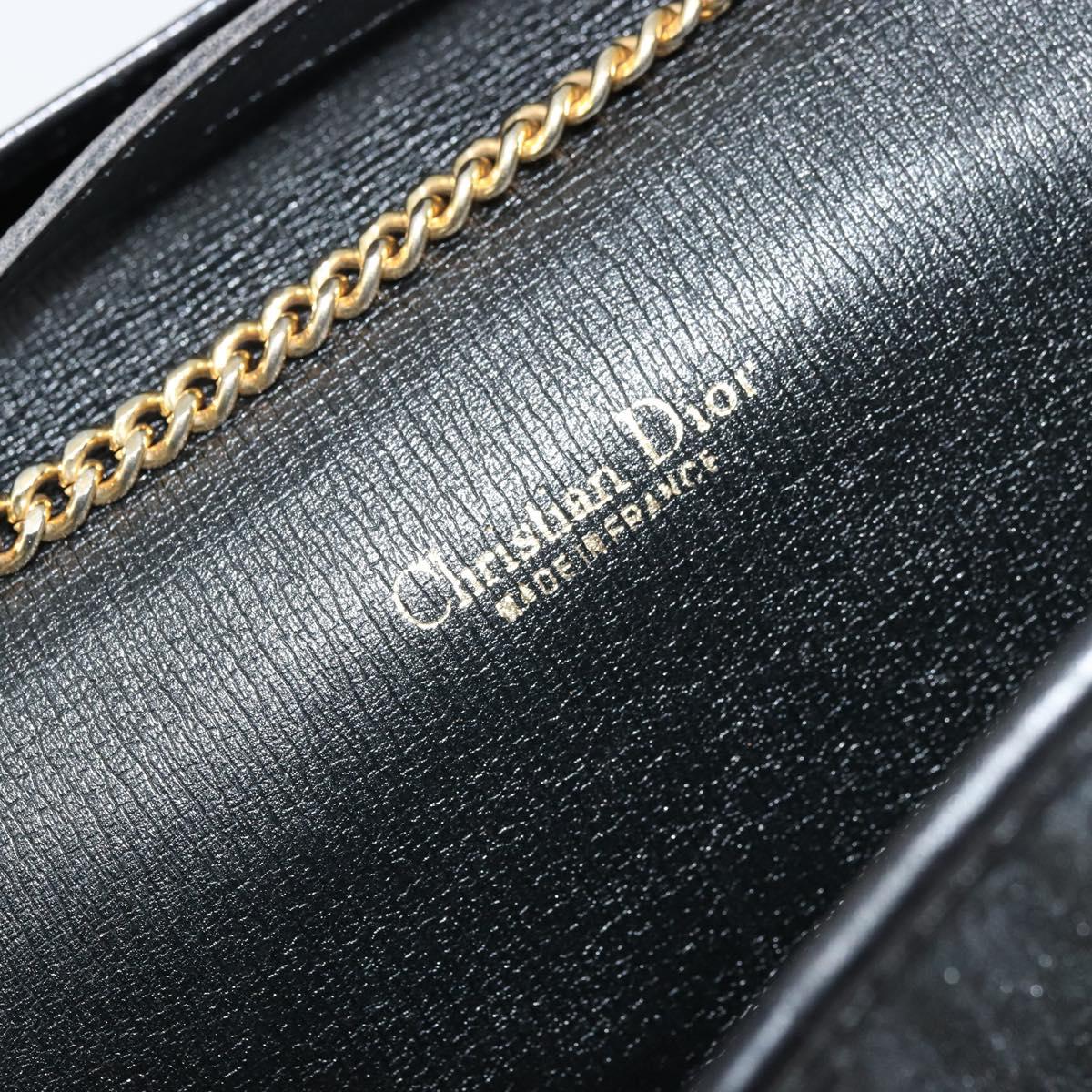 Christian Dior Trotter Canvas Chain Shoulder Bag Black Gold Auth 177828A