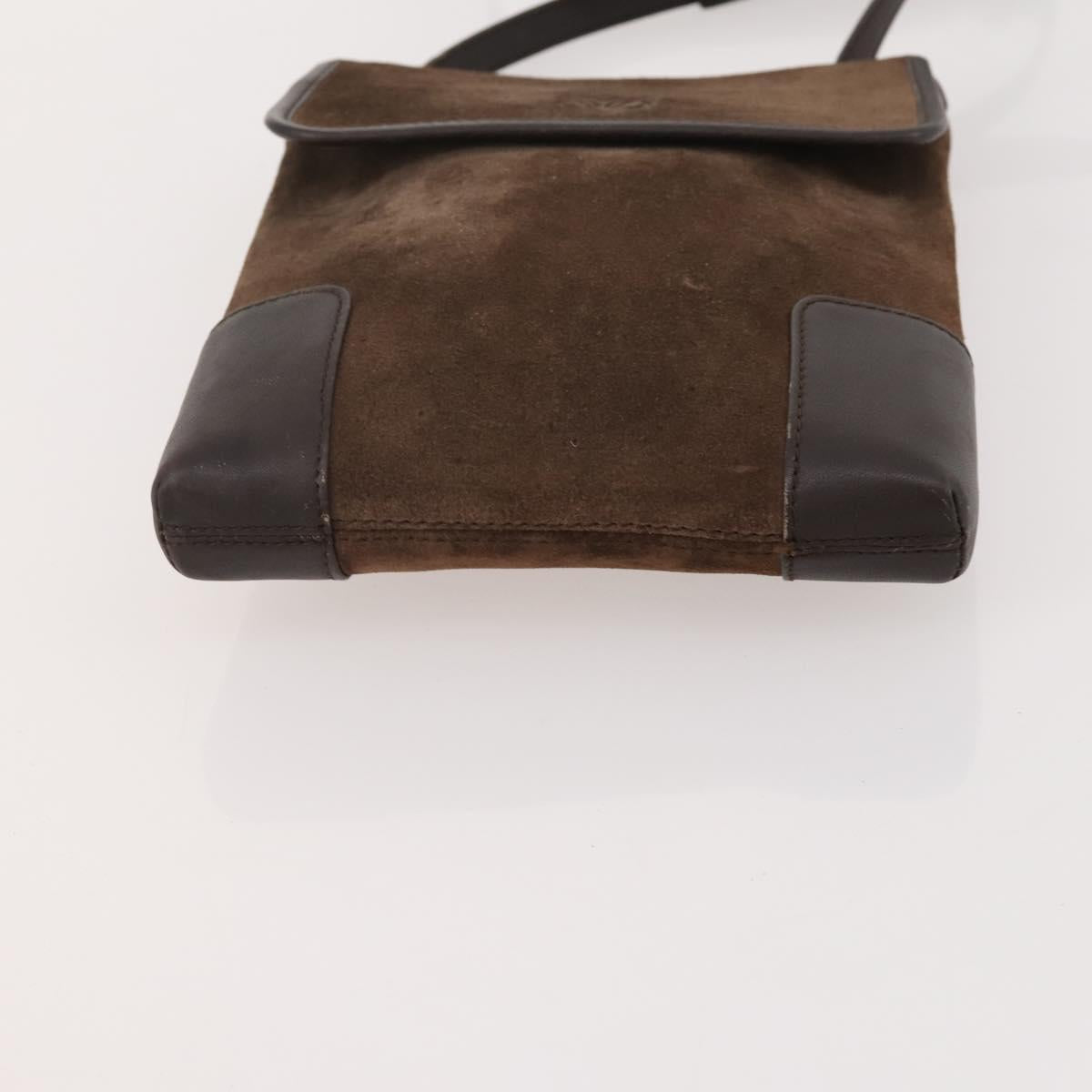 LOEWE PRADA Shoulder Bag Suede Nylon 4 Set Brown Navy blue Auth 177843