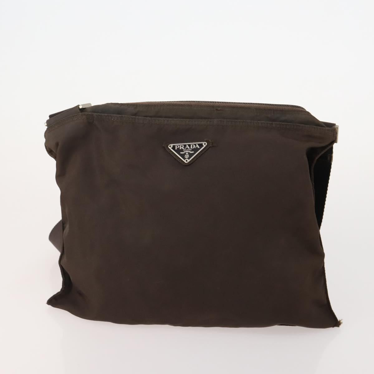 LOEWE PRADA Shoulder Bag Suede Nylon 4 Set Brown Navy blue Auth 177843
