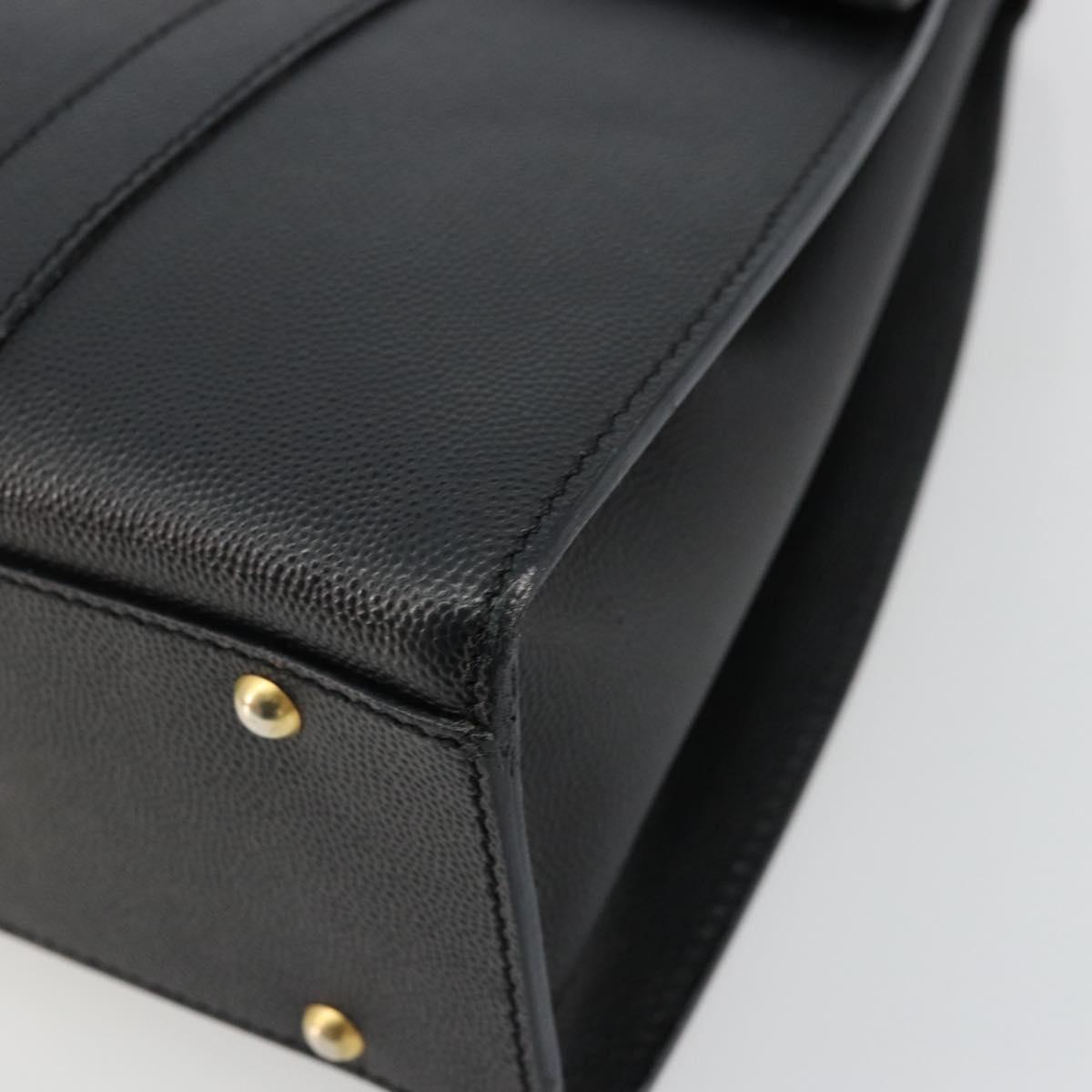 CELINE Hand Bag Leather Black Gold Auth 177844