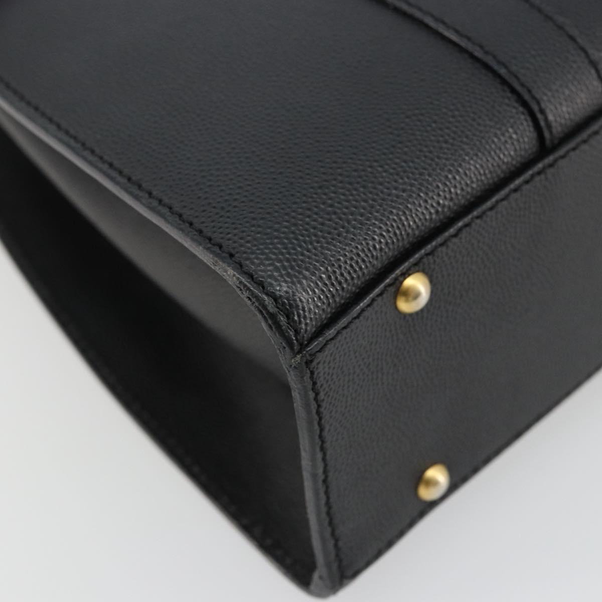 CELINE Hand Bag Leather Black Gold Auth 177844
