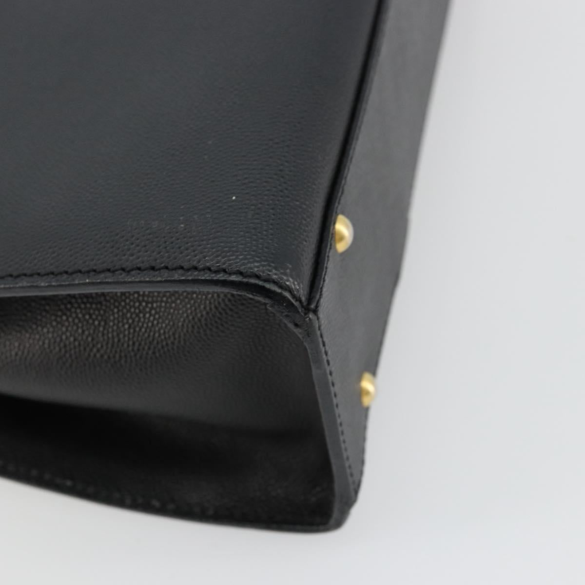 CELINE Hand Bag Leather Black Gold Auth 177844
