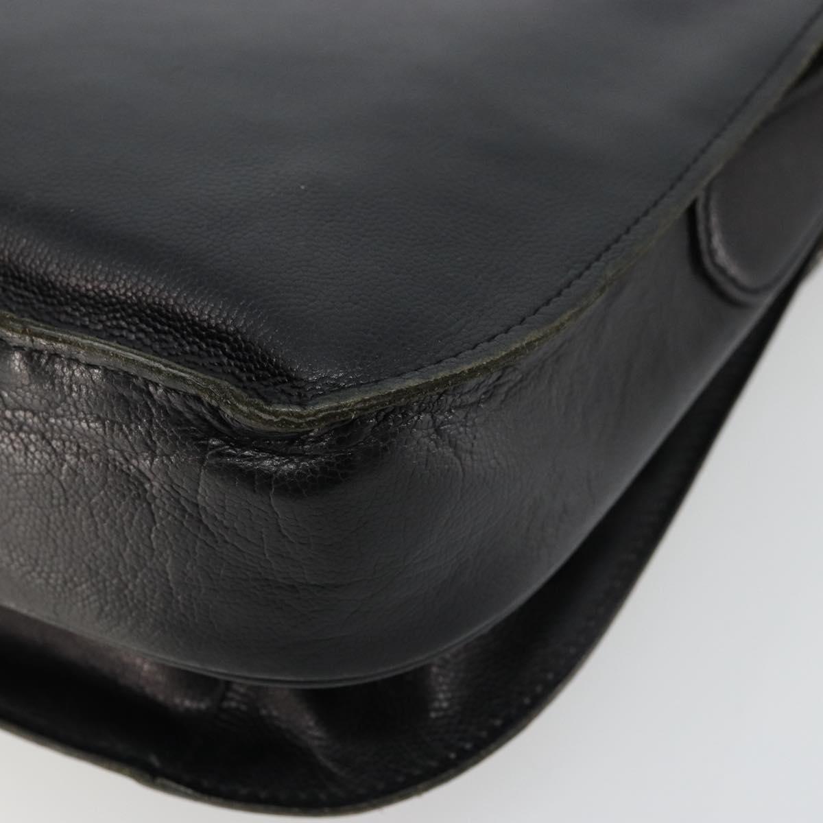 SAINT LAURENT Shoulder Bag Leather Black Gold Auth 177846