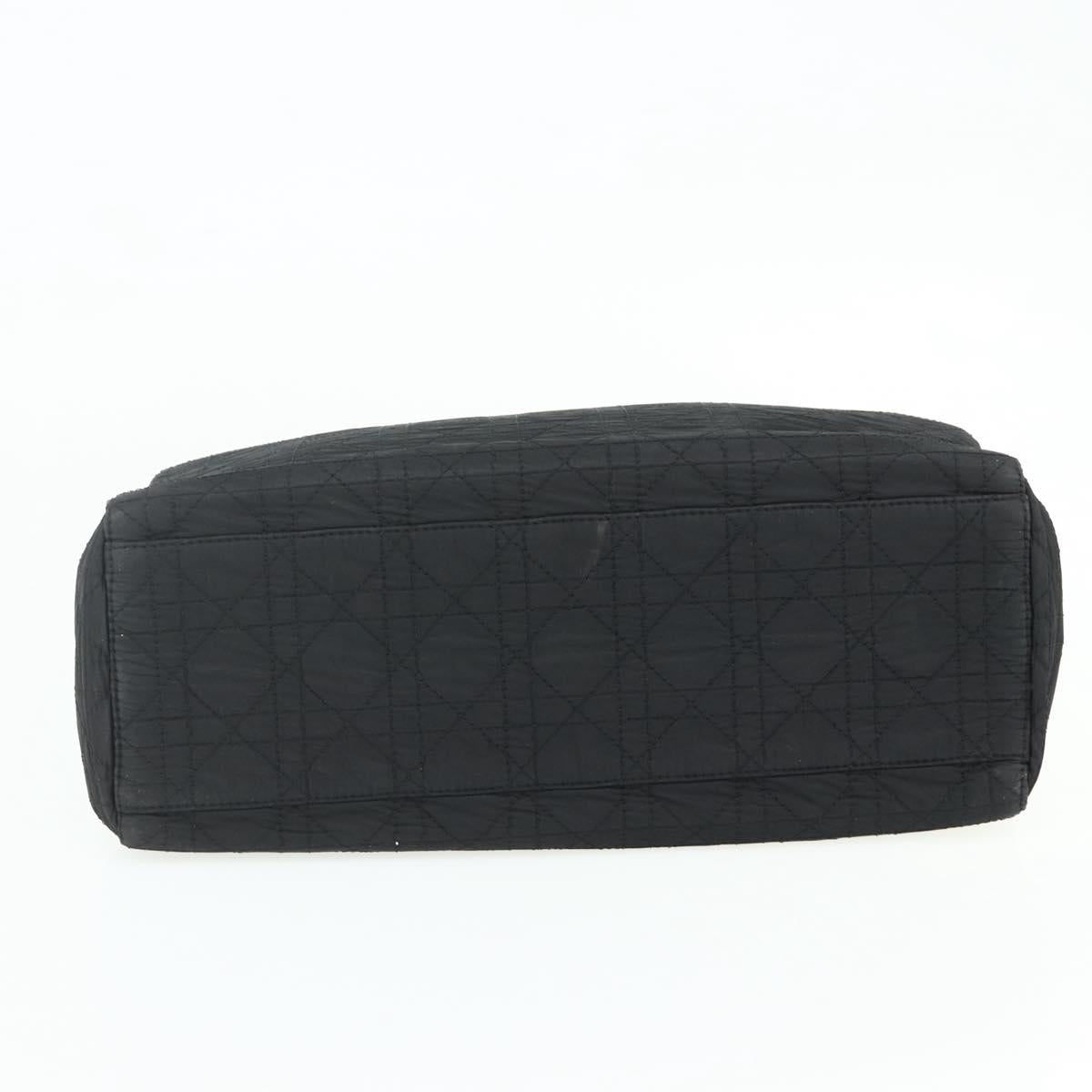 Christian Dior Canage Lady Dior Hand Bag Nylon Black Silver Auth 177847