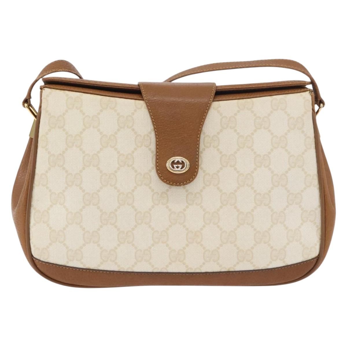 GUCCI GG Supreme Shoulder Bag PVC White Gold 116 02 076 Auth 177848