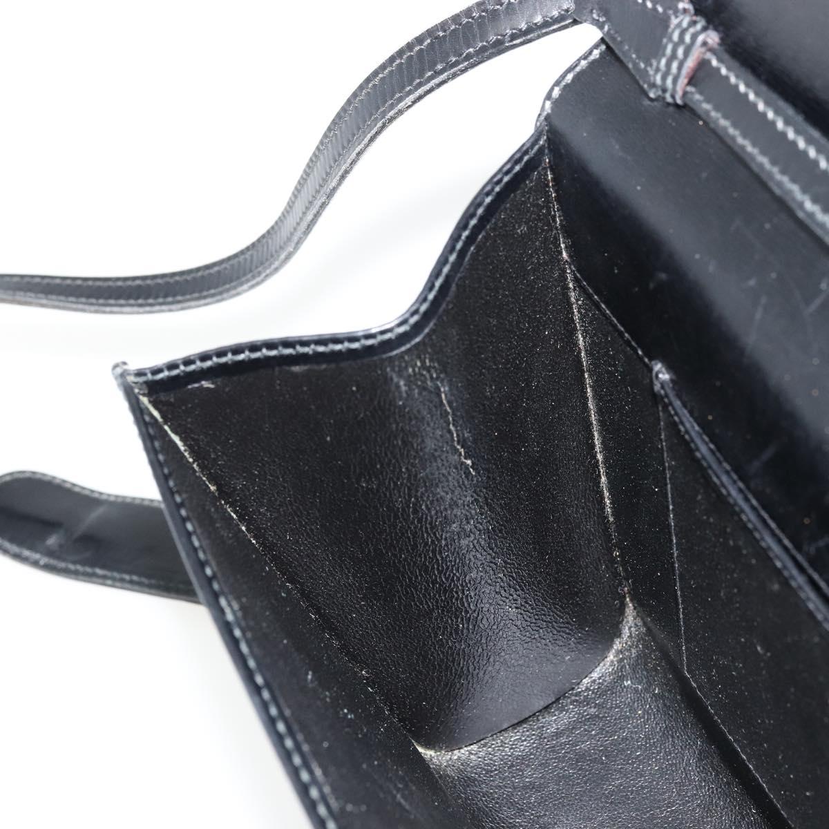 GUCCI Shoulder Bag Leather Black Gold Auth 177849