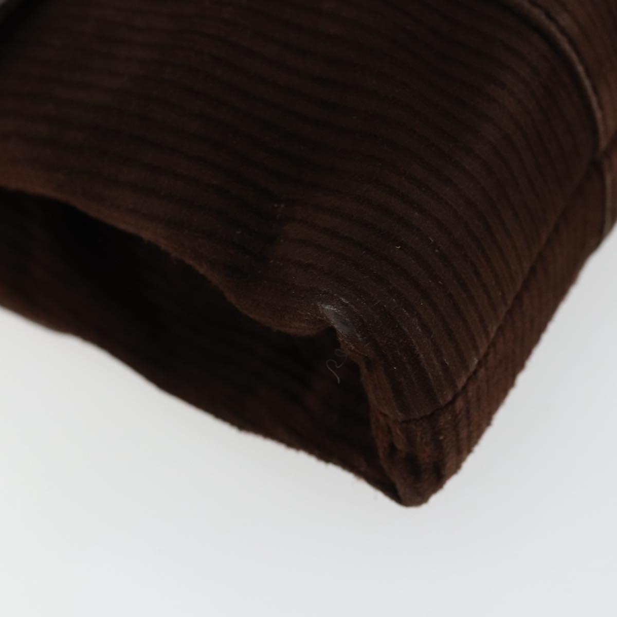 BVLGARI Shoulder Bag Corduroy Brown Silver Auth 177850A