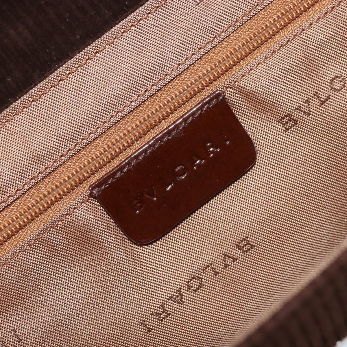 BVLGARI Shoulder Bag Corduroy Brown Silver Auth 177850A