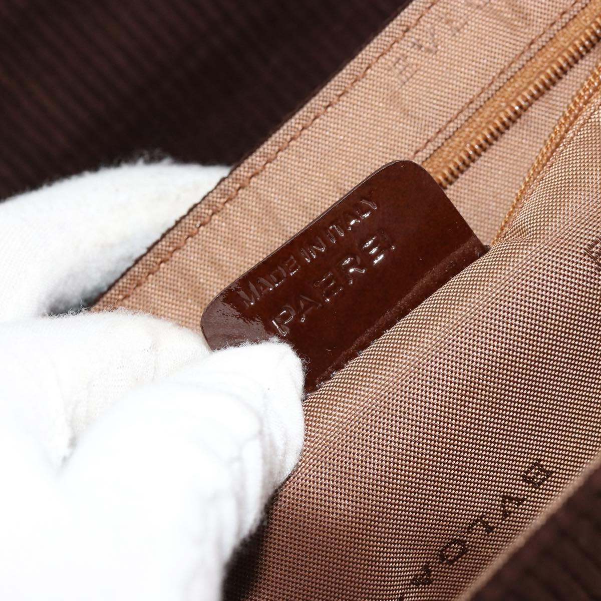 BVLGARI Shoulder Bag Corduroy Brown Silver Auth 177850A