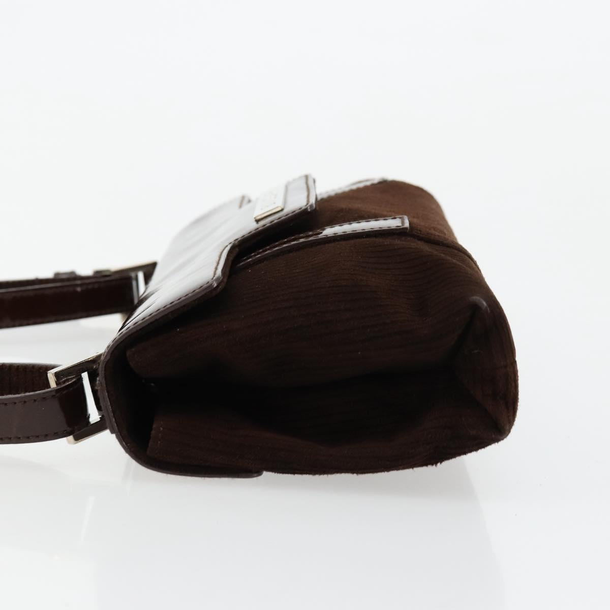BVLGARI Shoulder Bag Corduroy Brown Silver Auth 177850A