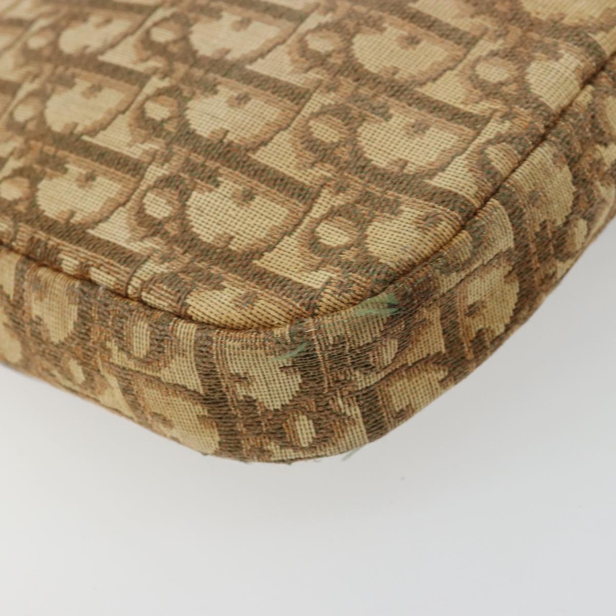 Christian Dior Trotter Canvas Shoulder Bag Brown Gold Auth 177851