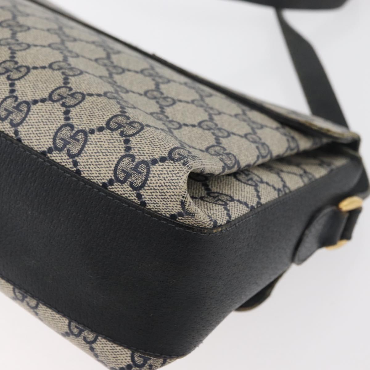 GUCCI GG Supreme Sherry Line Shoulder Bag PVC Navy Gold 904 02 084 Auth 177864
