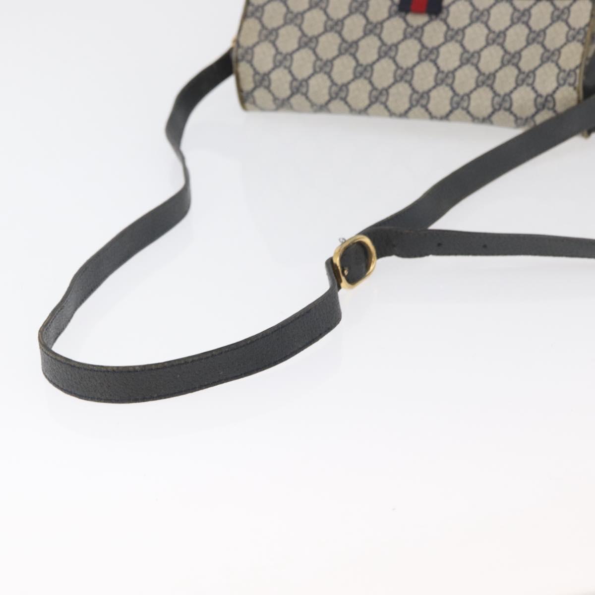 GUCCI GG Supreme Sherry Line Shoulder Bag PVC Navy Gold 904 02 084 Auth 177864