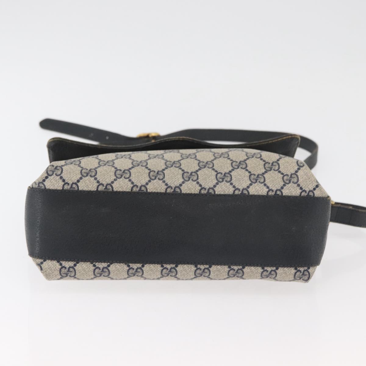 GUCCI GG Supreme Sherry Line Shoulder Bag PVC Navy Gold 904 02 084 Auth 177864