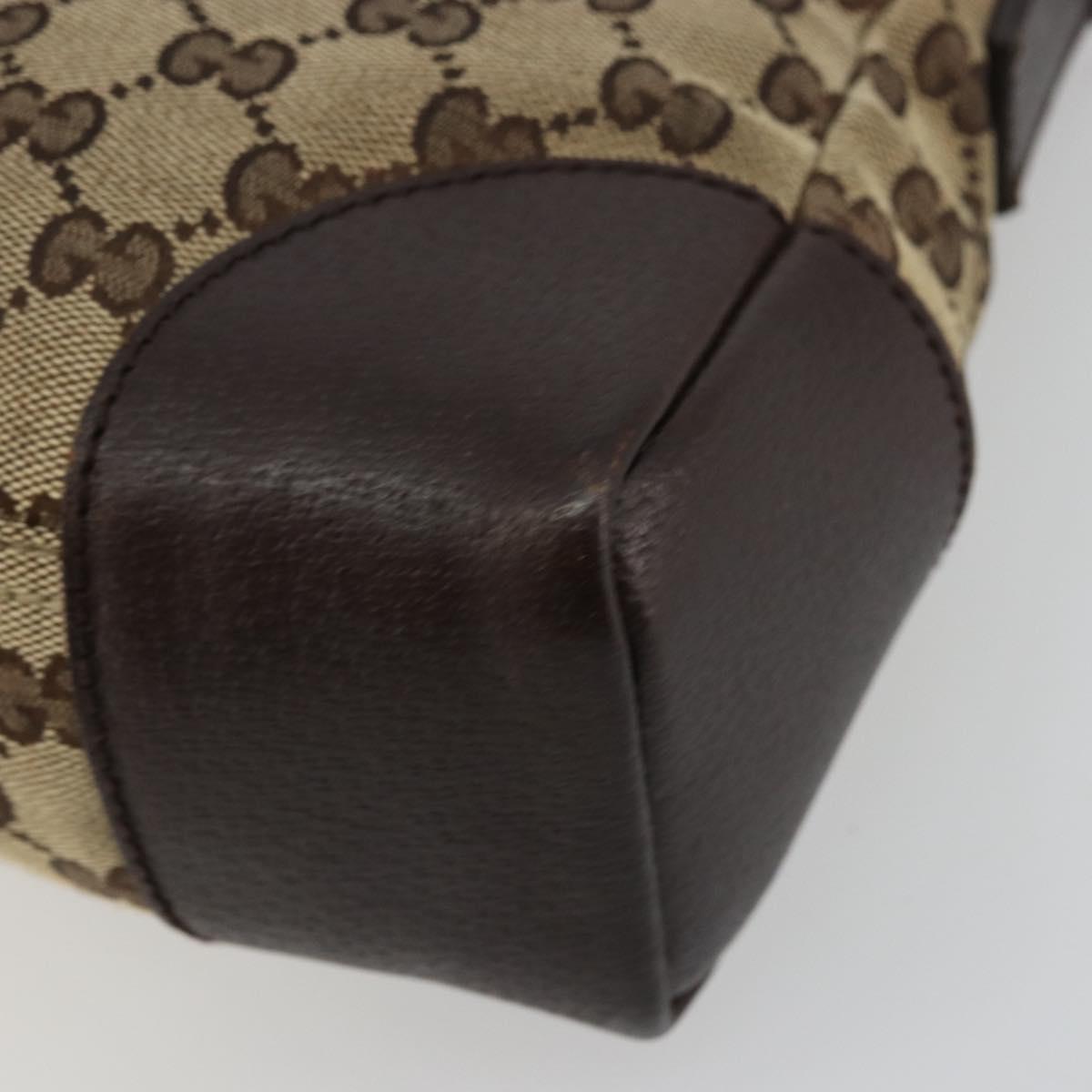 GUCCI GG Canvas Shoulder Bag Beige Silver 114273 Auth 177872