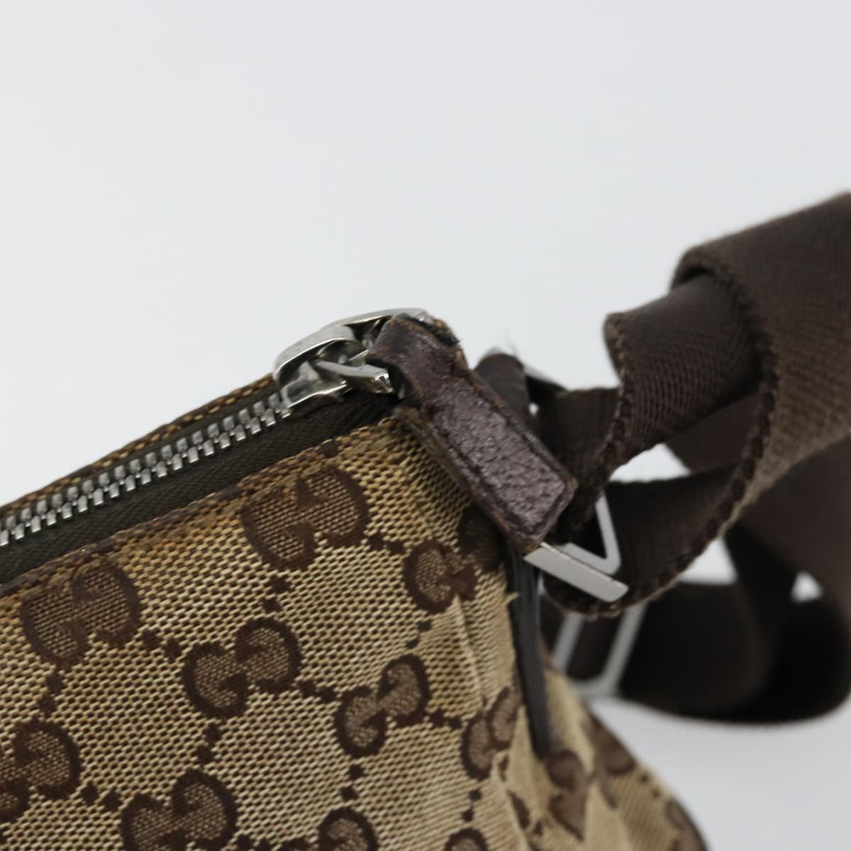GUCCI GG Canvas Shoulder Bag Beige Silver 114273 Auth 177872