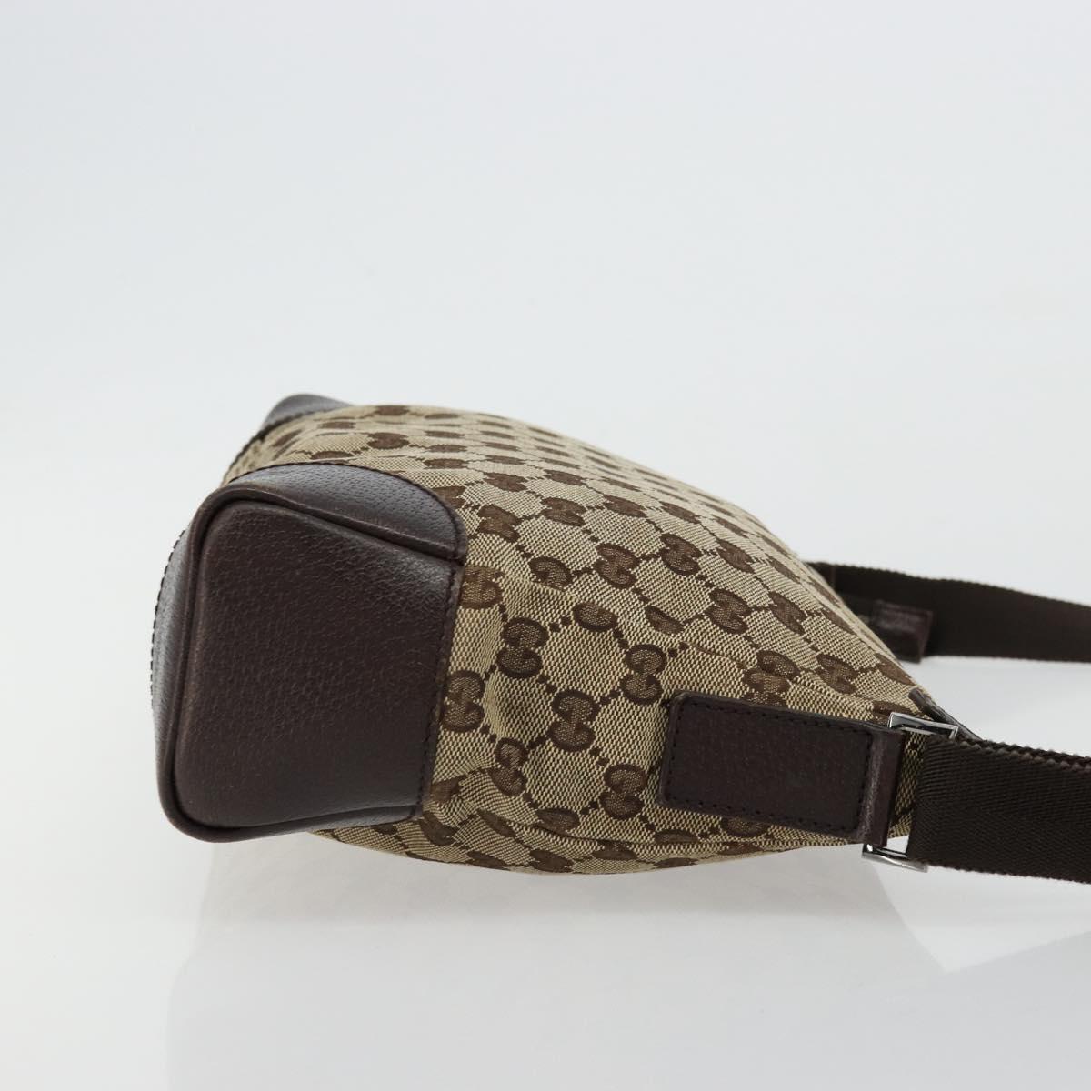 GUCCI GG Canvas Shoulder Bag Beige Silver 114273 Auth 177872