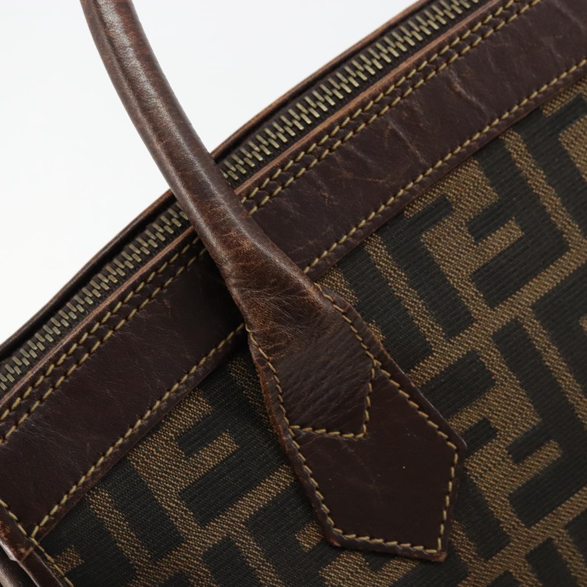 FENDI Zucca Canvas Hand Bag Black Brown Auth 177879