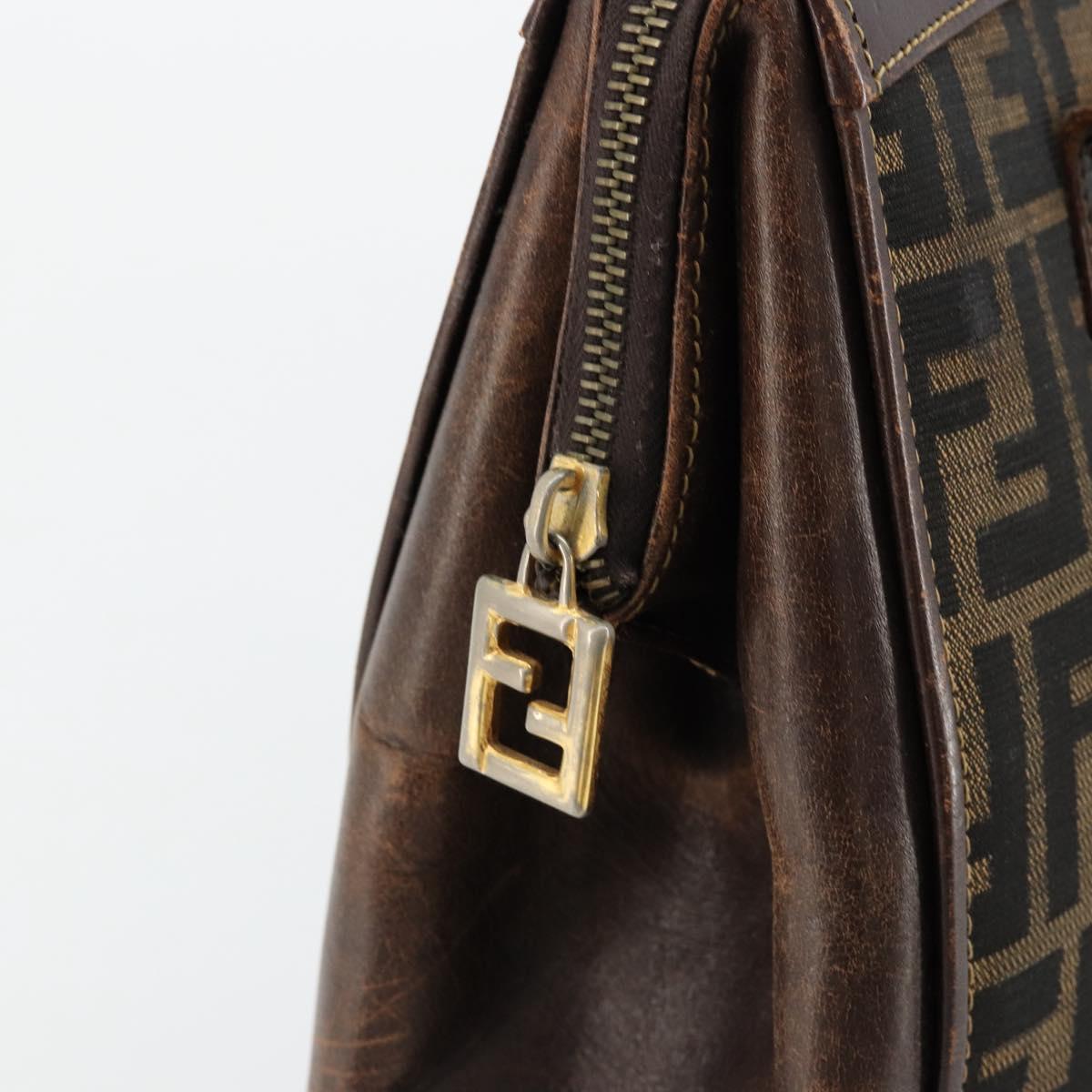 FENDI Zucca Canvas Hand Bag Black Brown Auth 177879