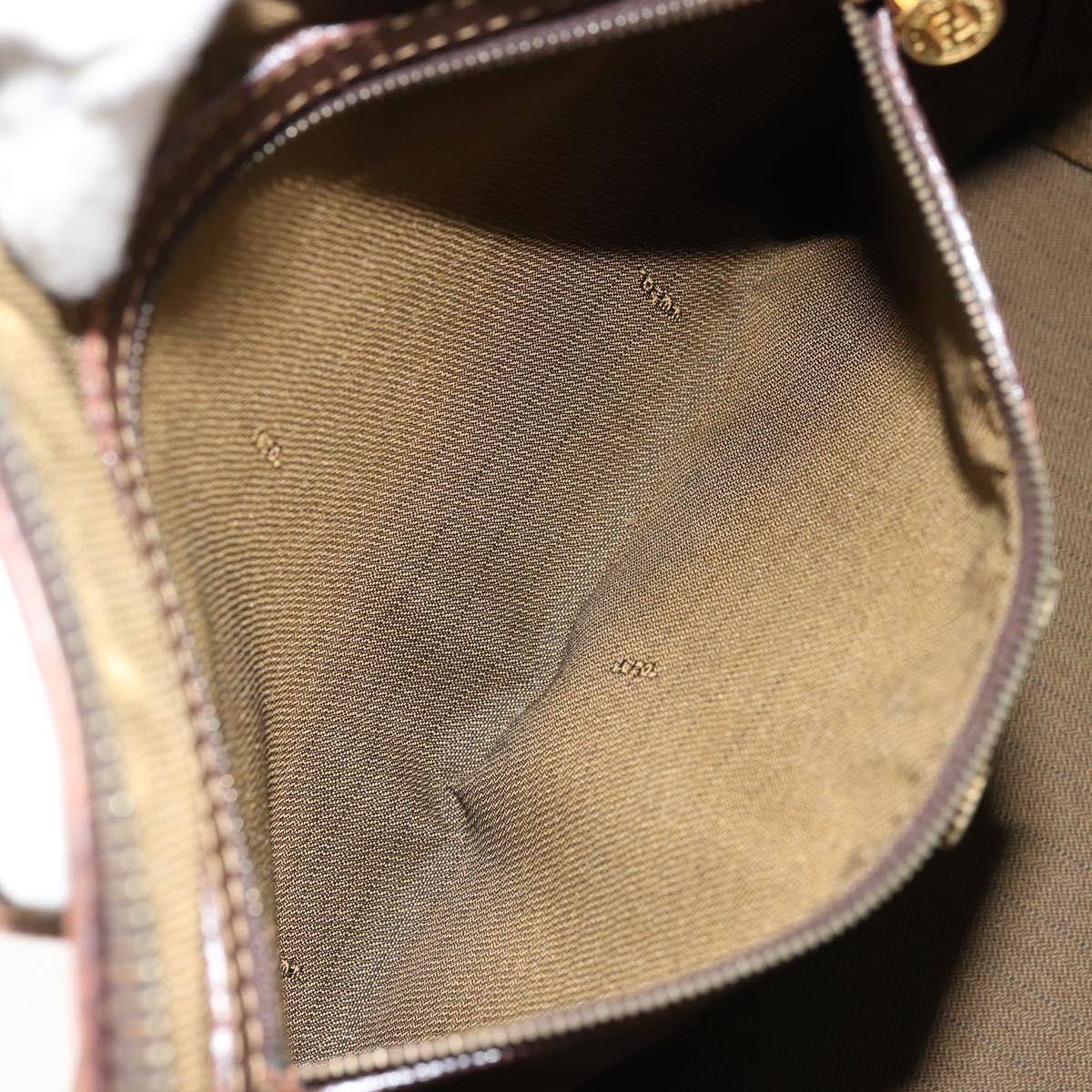 FENDI Zucca Canvas Hand Bag Black Brown Auth 177879