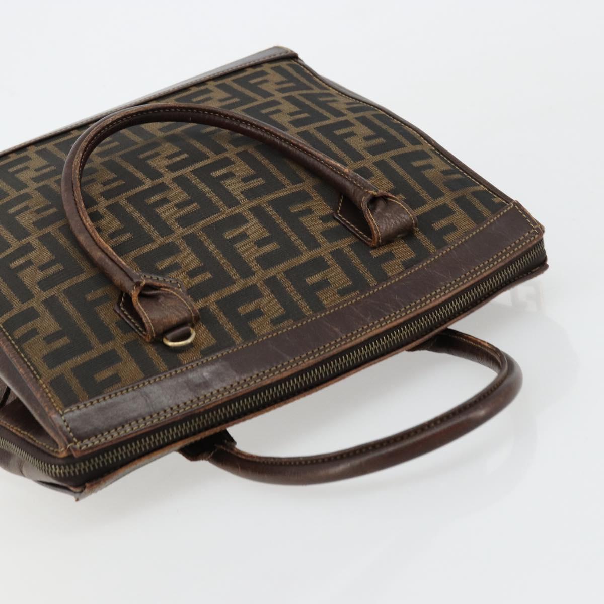 FENDI Zucca Canvas Hand Bag Black Brown Auth 177879
