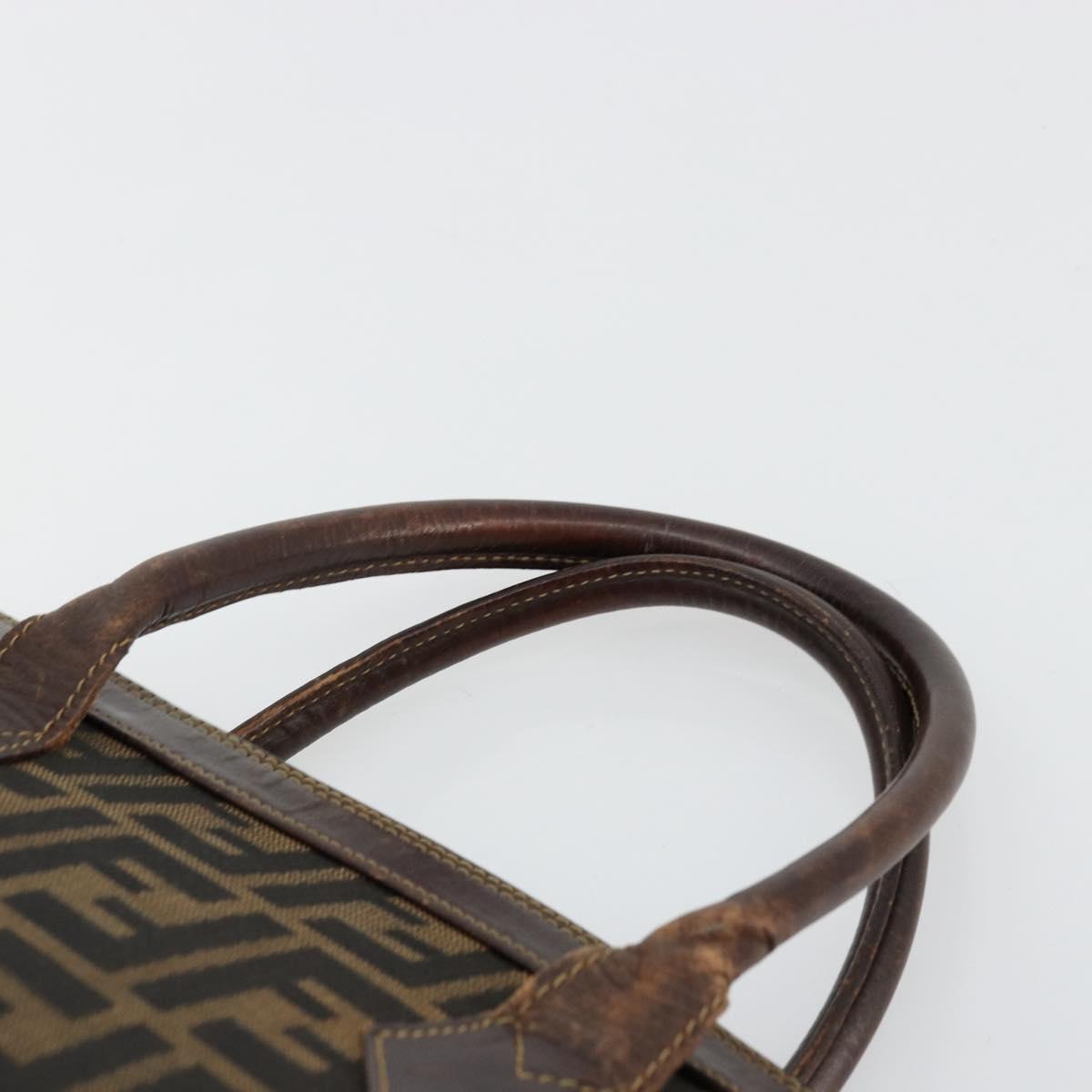 FENDI Zucca Canvas Hand Bag Black Brown Auth 177879