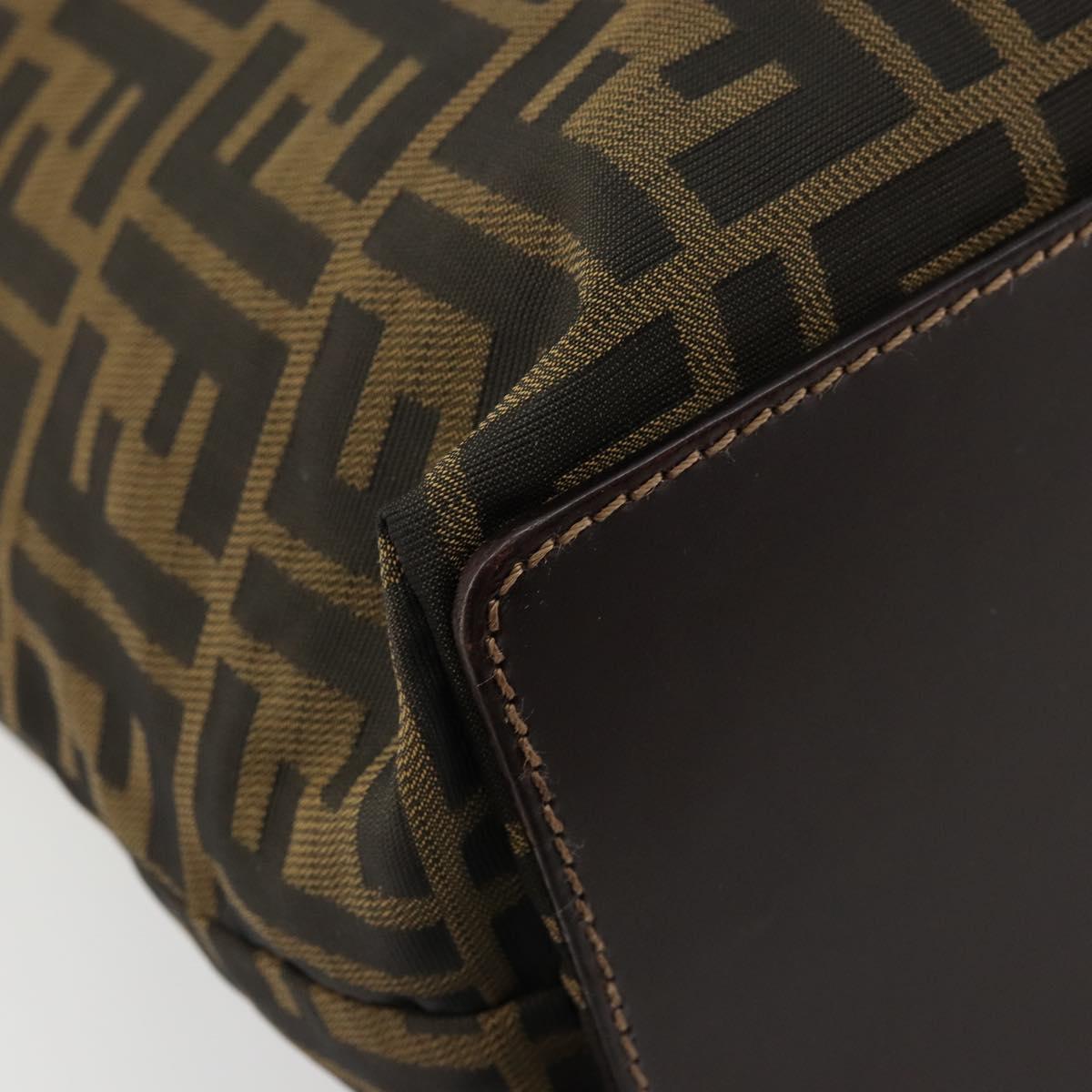 FENDI Zucca Canvas Tote Bag Black Brown Auth 177885A