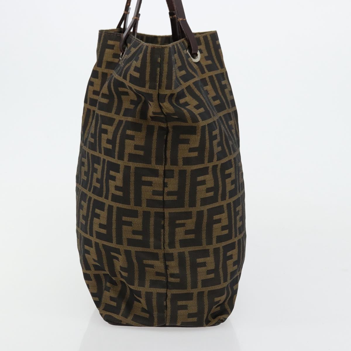 FENDI Zucca Canvas Tote Bag Black Brown Auth 177885A