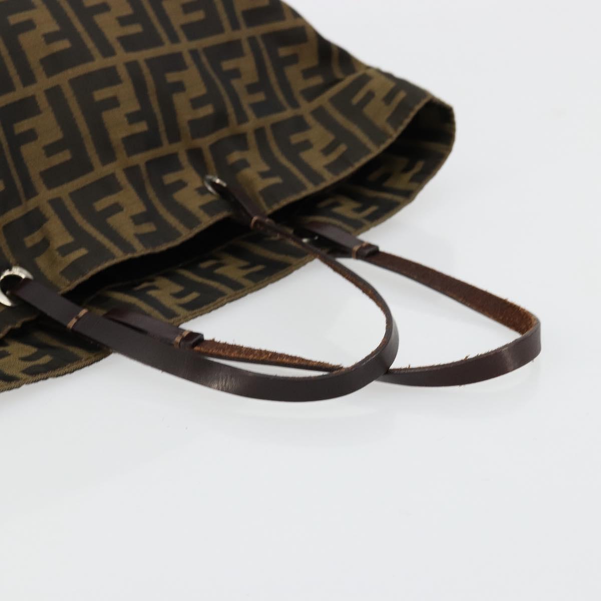 FENDI Zucca Canvas Tote Bag Black Brown Auth 177885A