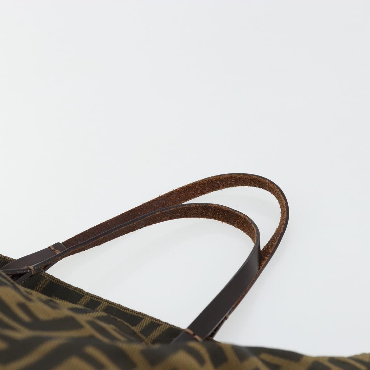 FENDI Zucca Canvas Tote Bag Black Brown Auth 177885A