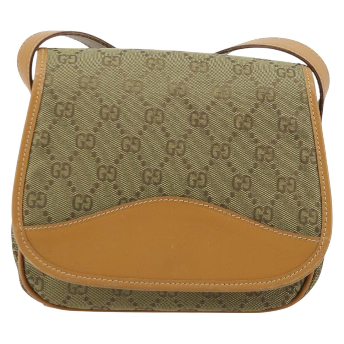 GUCCI GG Canvas Shoulder Bag Beige Gold 007 3444 0207 Auth 177887