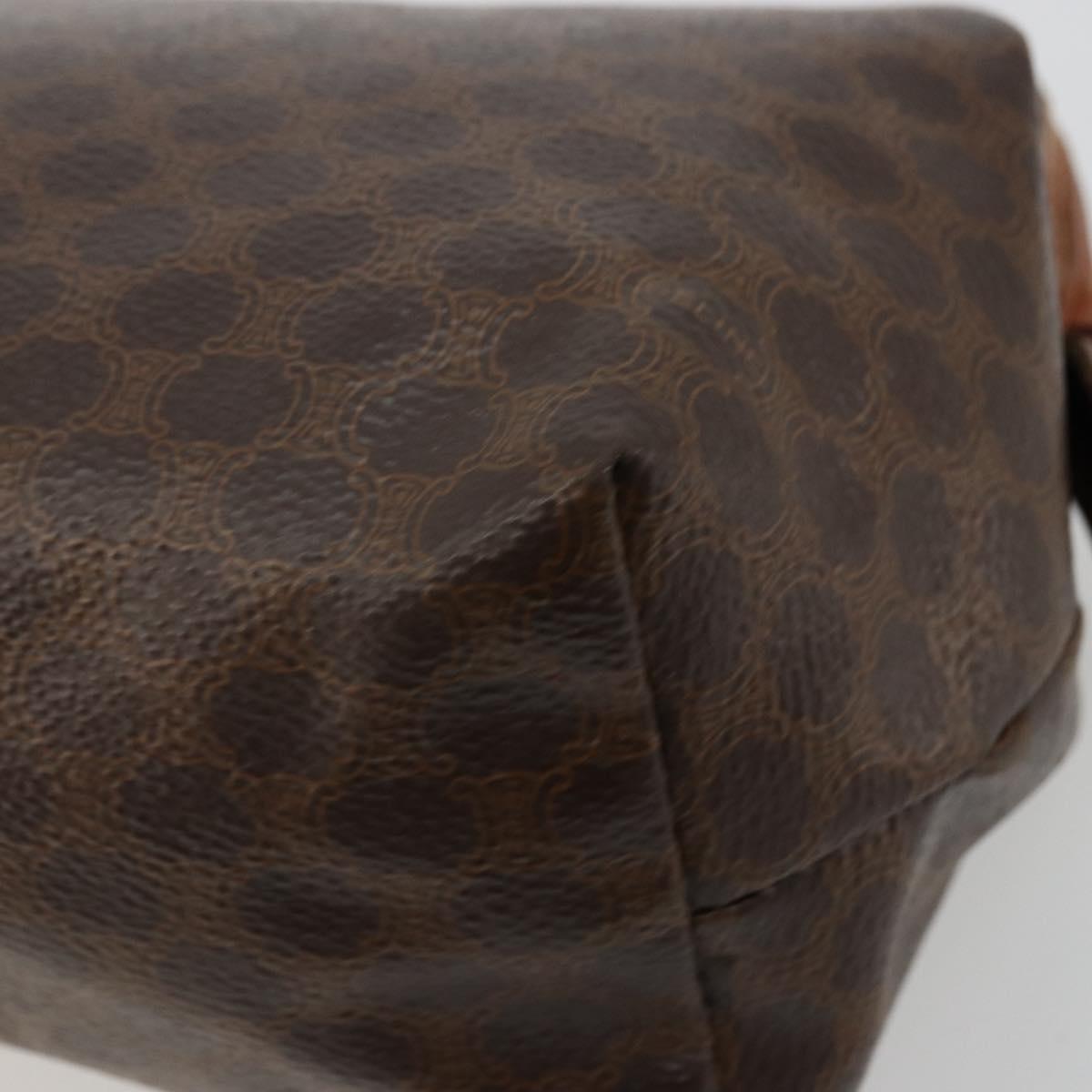 CELINE Macadam Canvas Pouch PVC Leather Brown Gold Auth 177896