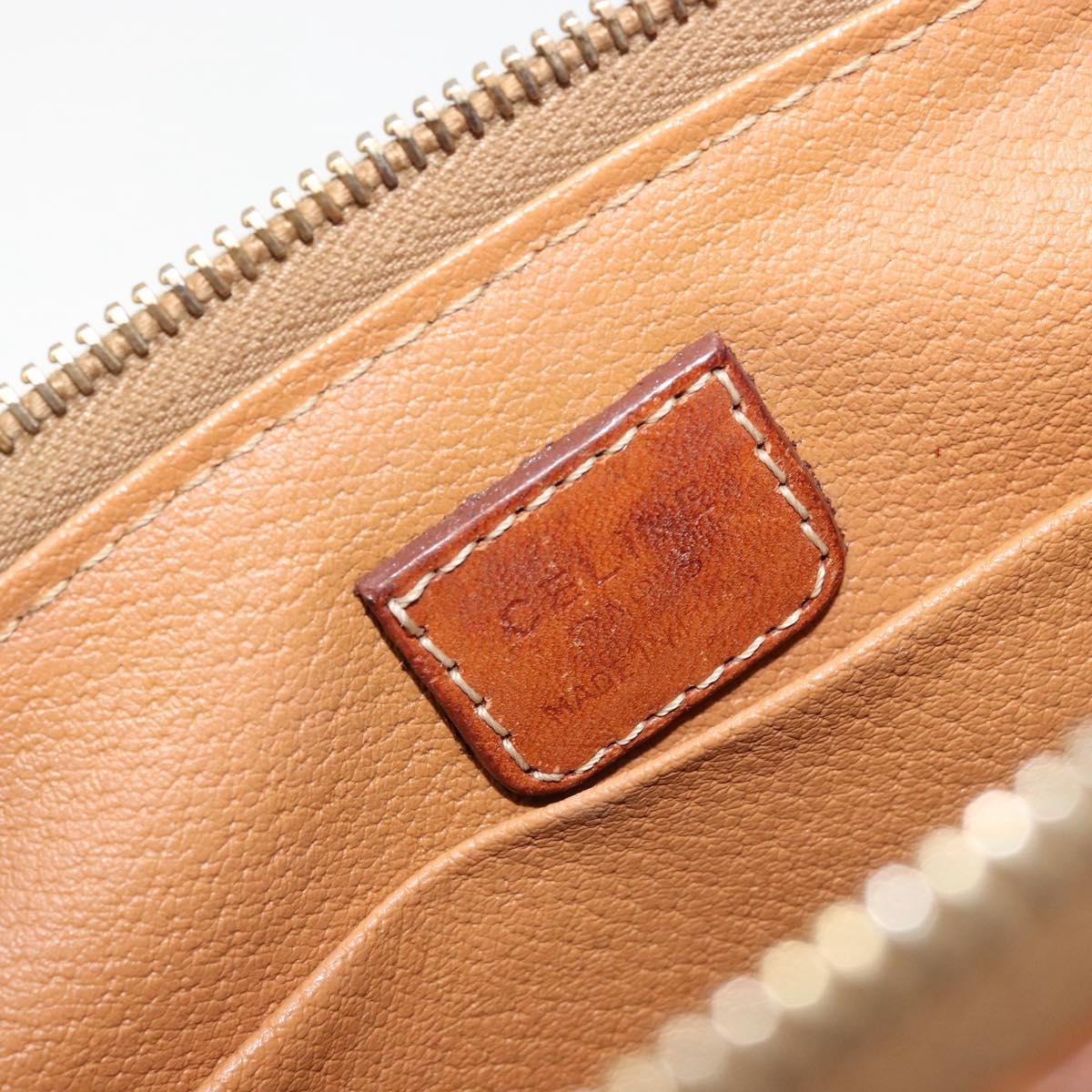 CELINE Macadam Canvas Pouch PVC Leather Brown Gold Auth 177896