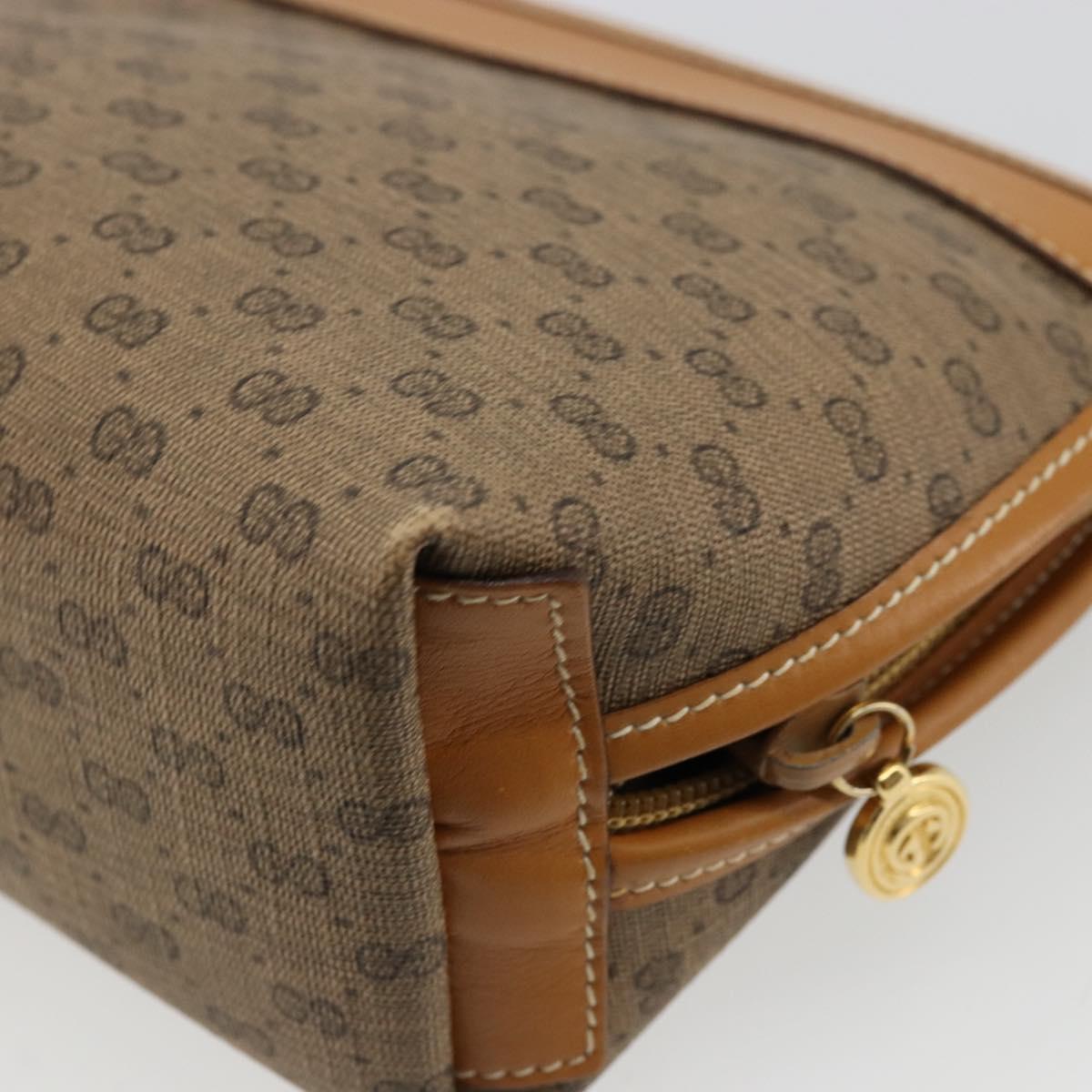 GUCCI Micro GG Supreme Pouch PVC outlet Beige Gold Auth 177897
