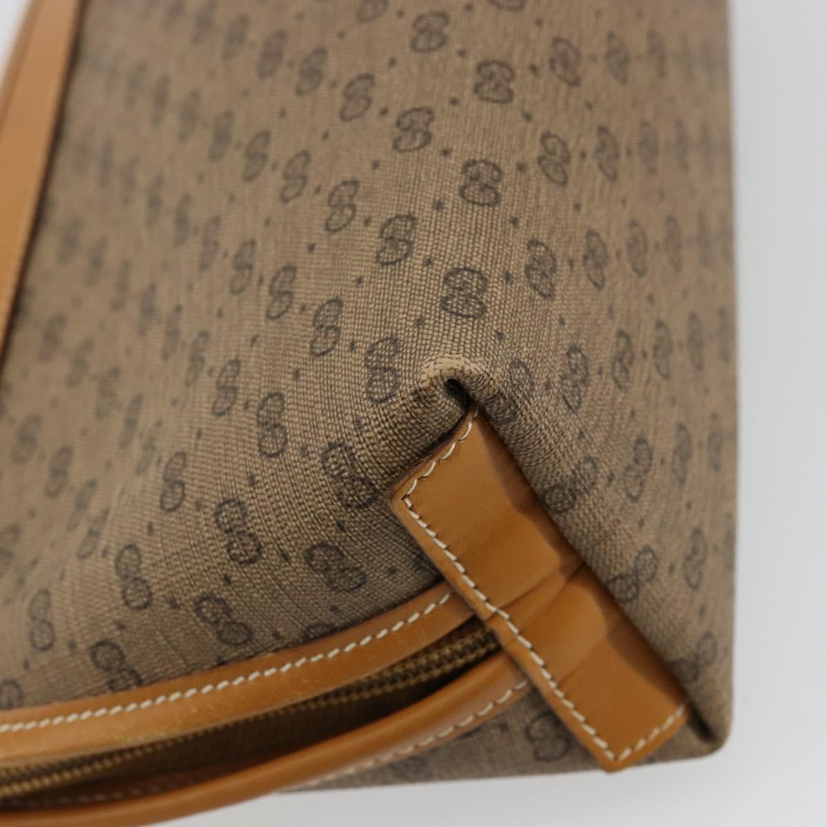 GUCCI Micro GG Supreme Pouch PVC outlet Beige Gold Auth 177897
