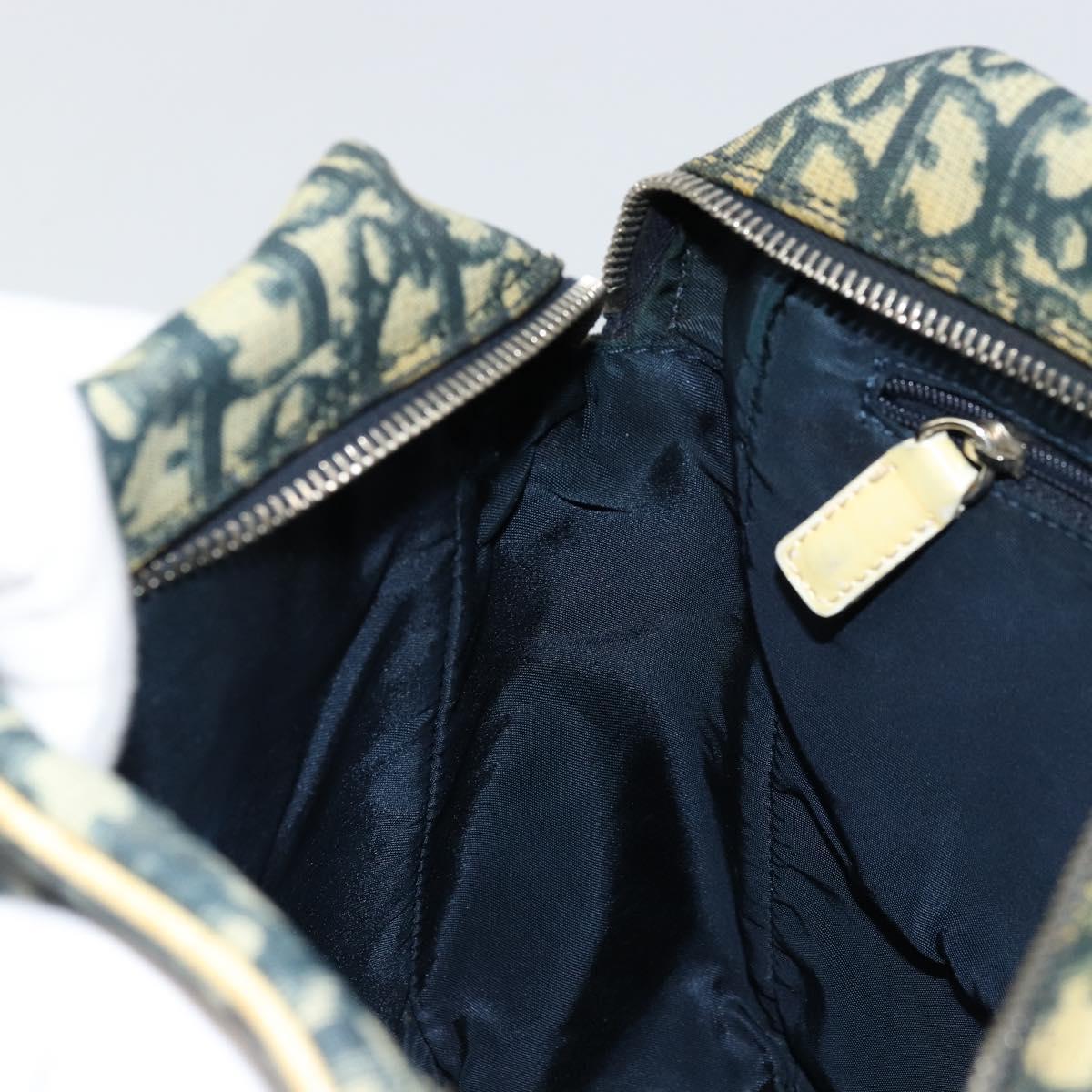 Christian Dior Trotter Canvas Shoulder Bag PVC Navy Silver Auth 177902