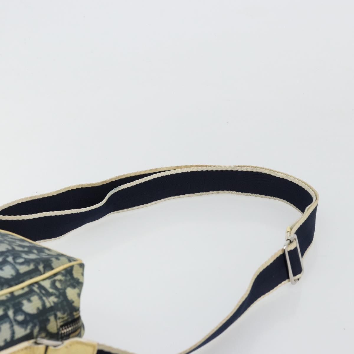 Christian Dior Trotter Canvas Shoulder Bag PVC Navy Silver Auth 177902