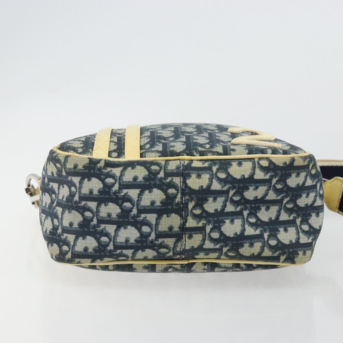 Christian Dior Trotter Canvas Shoulder Bag PVC Navy Silver Auth 177902