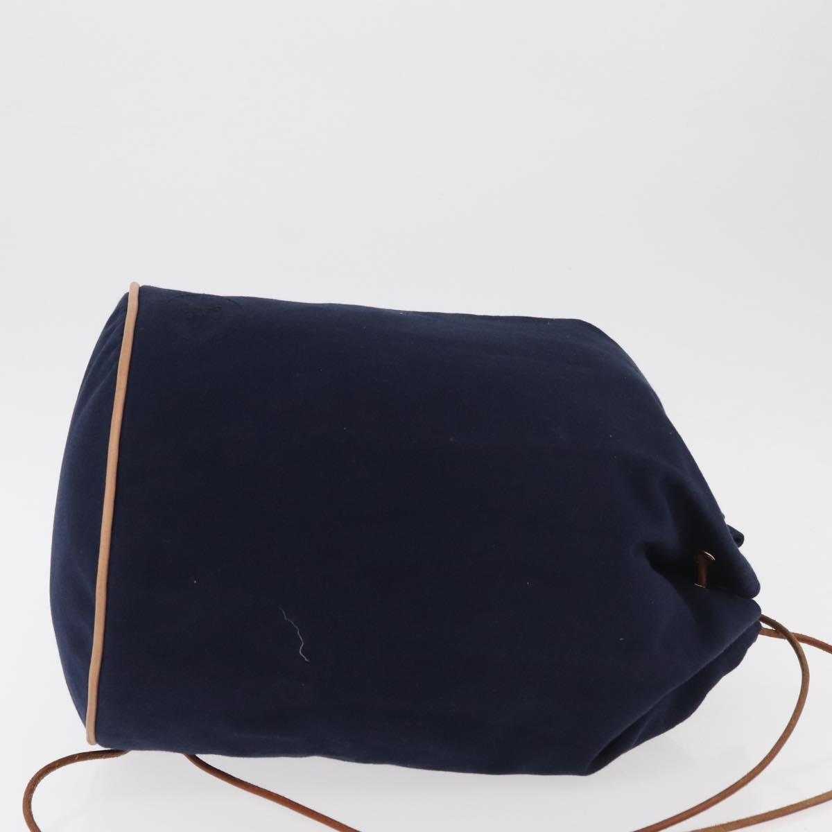 HERMES Purse Porochon Mimill Shoulder Bag Canvas Navy Gold Auth 177904A