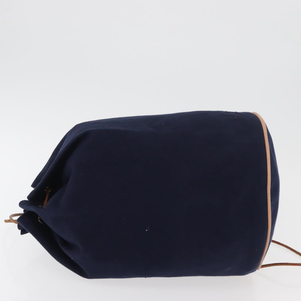 HERMES Purse Porochon Mimill Shoulder Bag Canvas Navy Gold Auth 177904A