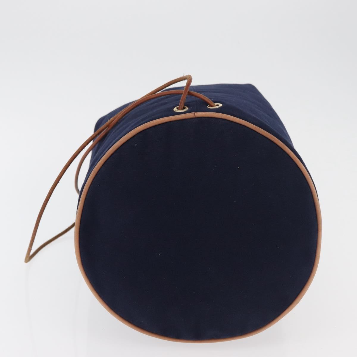 HERMES Purse Porochon Mimill Shoulder Bag Canvas Navy Gold Auth 177904A
