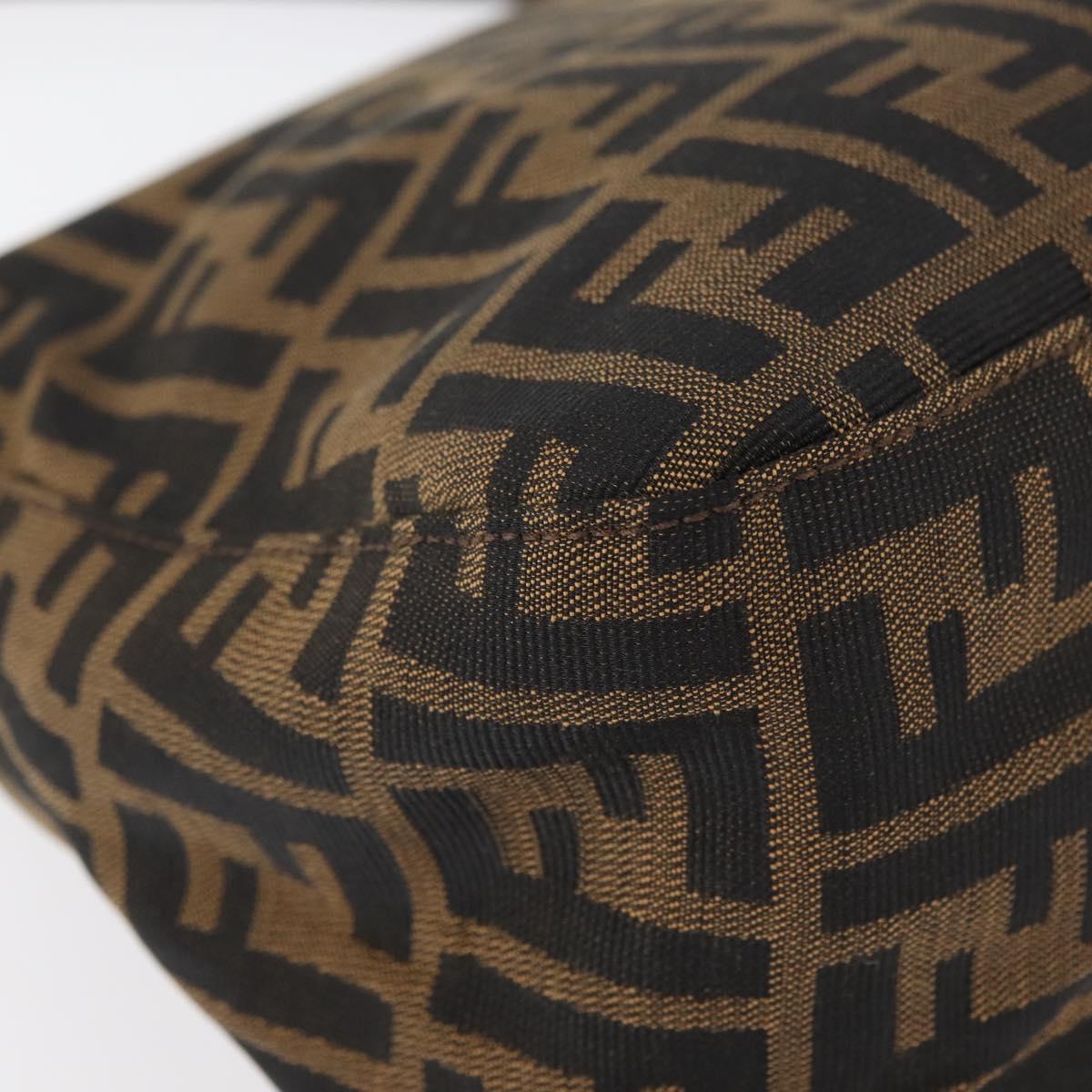 FENDI Zucca Canvas Mamma Baguette Shoulder Bag Black Brown Auth 177921SAV