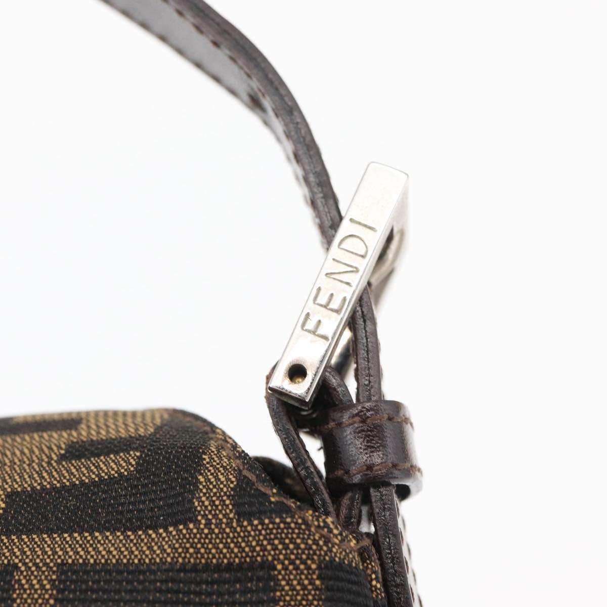 FENDI Zucca Canvas Mamma Baguette Shoulder Bag Black Brown Auth 177921SAV