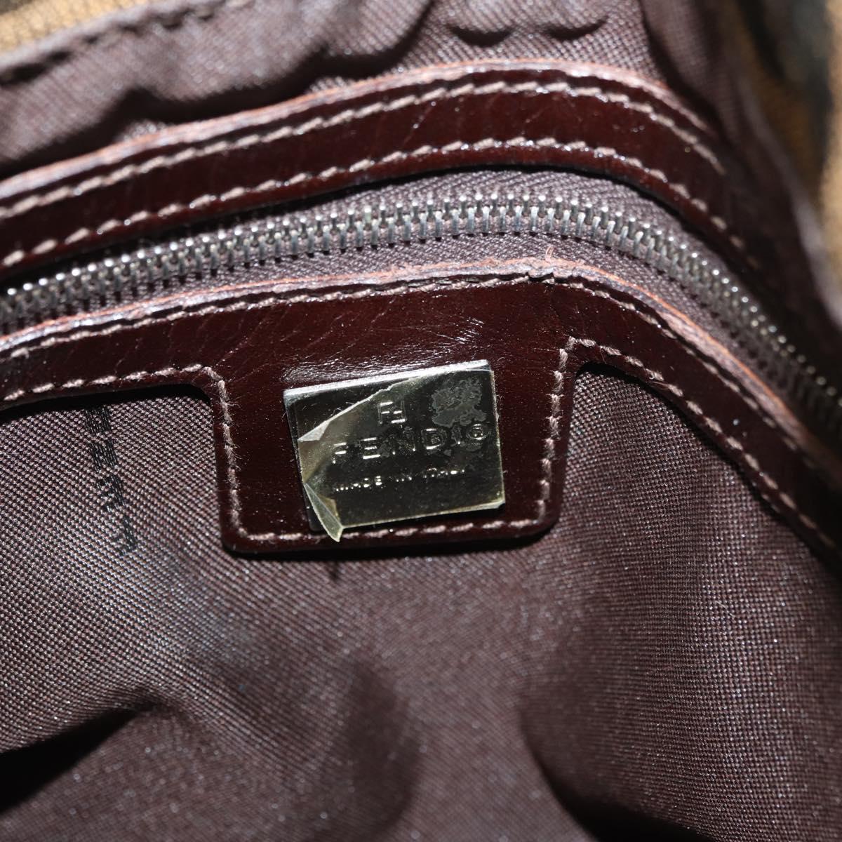 FENDI Zucca Canvas Mamma Baguette Shoulder Bag Black Brown Auth 177921SAV