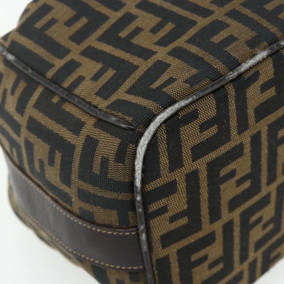FENDI Zucca Canvas Hand Bag Black Brown Auth 177922