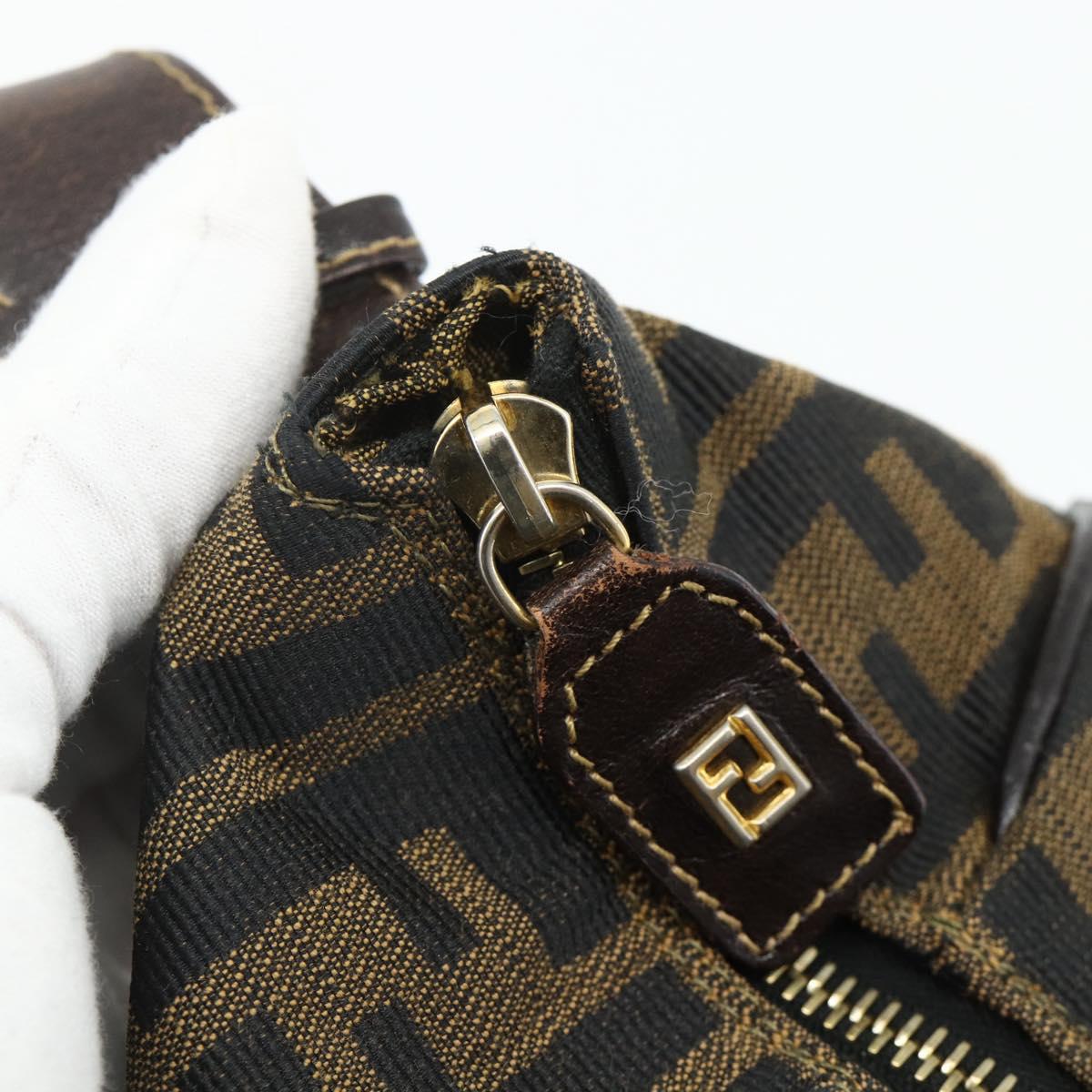 FENDI Zucca Canvas Hand Bag Black Brown Auth 177922