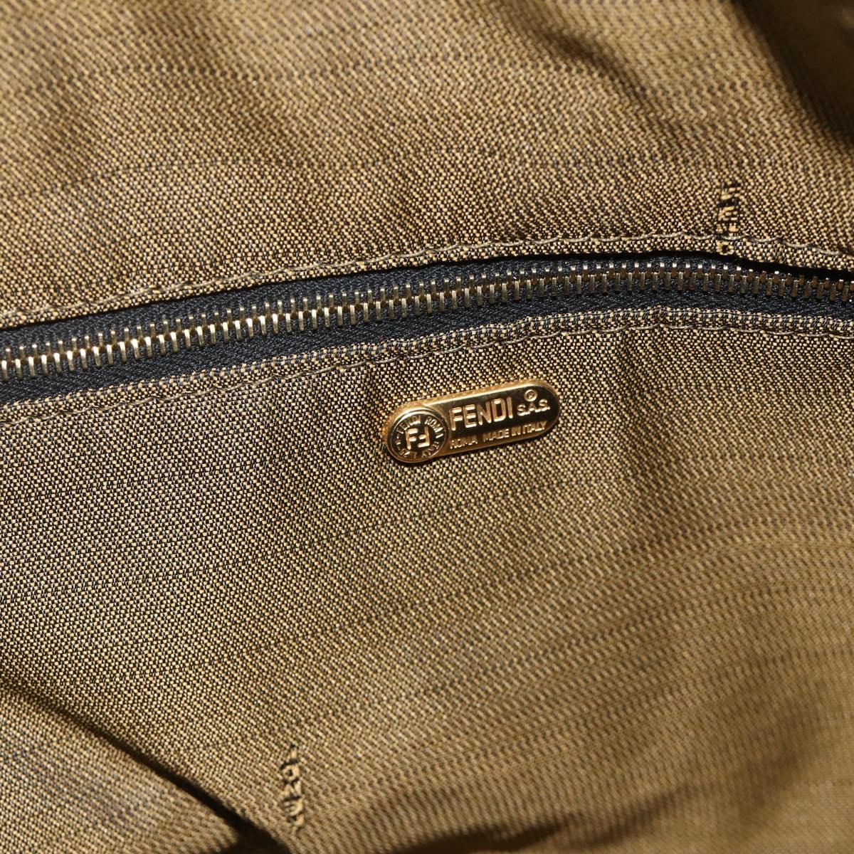 FENDI Zucca Canvas Hand Bag Black Brown Auth 177922