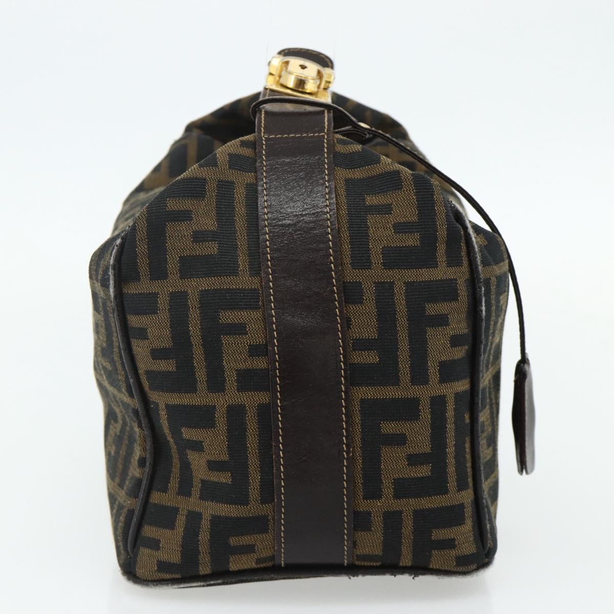 FENDI Zucca Canvas Hand Bag Black Brown Auth 177922