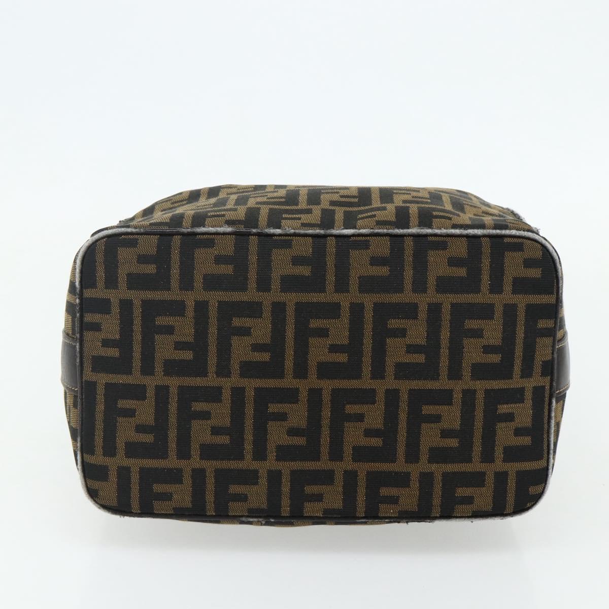 FENDI Zucca Canvas Hand Bag Black Brown Auth 177922