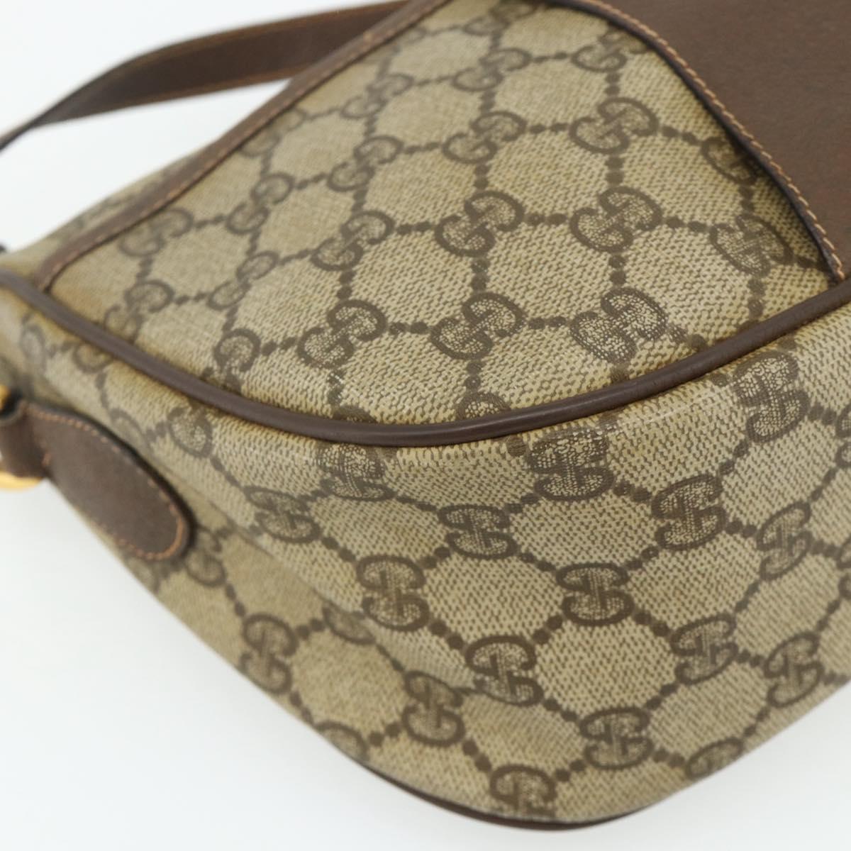 GUCCI GG Supreme Web Sherry Line Bag PVC Beige Gold 89 02 032 Auth 177923